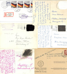 Postkrieg BUND-DDR-Berlin-CSSR, 5x Vertriebenenmarke (4x Schwärzung) ...