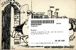 Judaika Vignette auf Ak, wer hat sich im Krieg bereichert? I-II  ...
