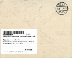 Kolonien Deutsch-Ostafrika Bagamojo R-Brief Einschreiben 1911 (rs. ...