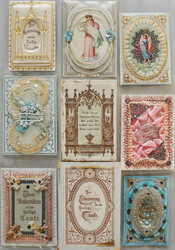 Taufbriefchen Lot mit 9 dekorativen, verzierten Briefen um 1900  ...