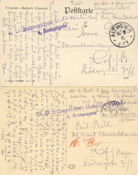 Feldpost WK I K.B. Schneeschuh-Bataillon Nr. 1 / 4. Kompagnie Lot mit ...