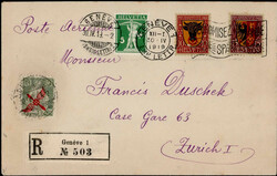 Schweiz "Propeller" auf echt gelaufenem Einschreiben-Ersttagsbrief ...