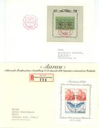 Schweiz NABA Aarau 1938 u. Genfer Briefmarken-Ausstellung 1943 ...