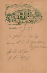 Vorläufer Gruss aus Oberndorf, Hotel Thüringer Wald, 1891 I-II  ...