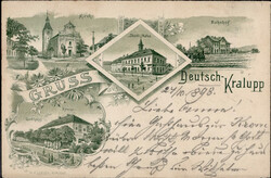 Deutsch Kralupp Bahnhof, Eisenbahn, Gasthaus zur Krone 1898 I-II  ...