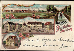 Bischheim (Elsass) Postamt, Marktplatz 1902 II (Marke entfernt, ...