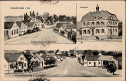 Gambsheim (Elsass) Schule, Rathaus, Spezereihandlung Schmitt, Verlag ...