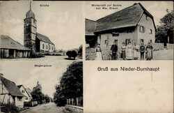 Niederburnhaupt (Elsass) Mengengasse, Gasthaus zur Sonne 1913 II ...