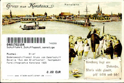 Bodenseeschiffspost Gruss vom Dampfschiff Bavaria "Aus dem ...