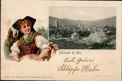 Münster (Elsass) Präge-AK, Tracht 1902 I-II  Automatically ...