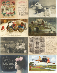 Motive Partie mit 900 Ansichtskarten Glückwunsch, Kunst, Kitsch I-II ...
