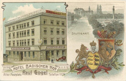 Stuttgart (7000) Präge-AK Hotel Badischer Hof I-II