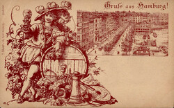 Vorläufer Hamburg, Verlag Scheiner ca. 1888 II (Eckknick)  ...