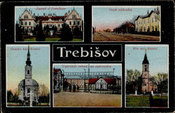 Trebisov (Slowakei) Bahnhof, kath. Kirche II (fleckig ...