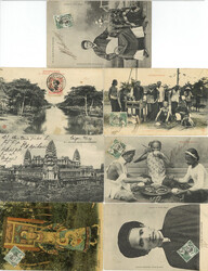 Cochinchina Lot mit 7 AK meist bildseitig frankiert