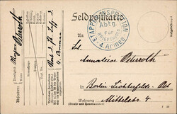 BRIEFTAUBEN - klarer Truppen-o ETAPPEN-INSPECTION 4.ARMEE Abtg. FÜR ...