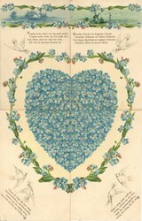 PUZZLE - kpl. 4er-PUZZLE VERGISS MEIN NICHT mit HERZ - Prägelithos o ...