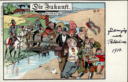 Judaika - DIE ZUKUNFT - JUDENZUG NACH PALÄSTINA sign. Künstlerkarte ...