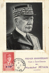 SEIDENKARTE - Marechal PETAIN als MAXIMUMKARTE 1942 I-IIAutomatically ...