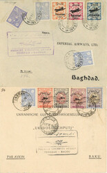 IRAN - 2 PERSIEN-LUFTPOSTBRIEFE 1928/29 mit Flug-S-o TEHERAN-BAGDAD ...
