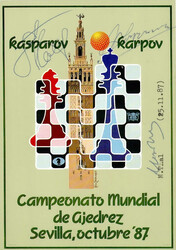 SCHACH - CAMPEONATO MUNDIAL SEVILLA 1987 mit 3 AUTOGRAMMEN I  ...