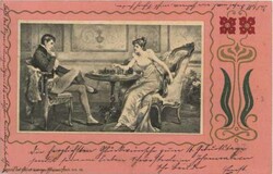 SCHACH - Jugendstilkarte 1902 mit SCHACHSPIELER I  Automatically ...