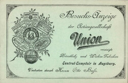 AUGSBURG - ZÜNDHOLZ-FABRIK UNION Vertreter-Karte I