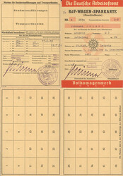 VW - KdF-WAGEN-SPARKARTE (Anschlußkarte) 1939 d. VOLKSWAGENWERKS mit ...