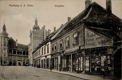 MARBURG a.d.Drau (Slowenien) - Burgplatz mit ANSICHTSKARTEN-Geschäft ...