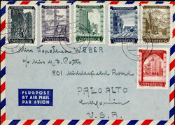 Österreich Wiederaufbau 1948 MiF Flugpost (rs.) auf Luftpost-Brief ...