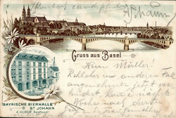 Basel (Basel Stadt) Gasthaus Bayrische Bierhalle 1899 II (fleckig ...