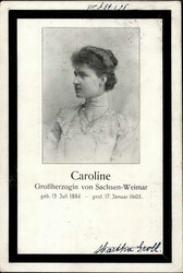 Adel Sachsen-Weimar Trauerkarte Großherzogin Caroline 1905 ...