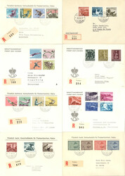 Liechtenstein Ersttagsbriefe Lot mit 8 besseren Ausgaben der 50er ...
