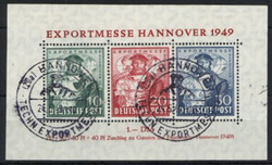 Bi-Zone Exportmesse-Block Hannover 1949 Sonderstempel 20 Pf "a" ...