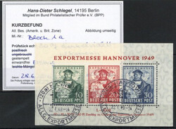 Bi-Zone Exportmesse-Block Hannover 1949 Ersttags-Sonderstempel ...