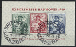 Bi-Zone Exportmesse-Block Hannover 1949 Sonderstempel  Automatically ...
