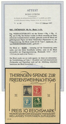 SBZ Thüringen Weihnachtsblock Thüringen-Spende, im Blockrand drei ...
