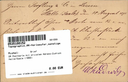 DR Postkarte mit privatem Adress-Zudruck Halle/Saale (1890)  ...