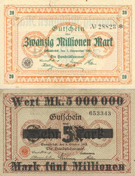 Osnabrück Banknoten Wert 1923, einmal Überdruck (Inflation), ...