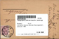 Vorläufer Breslau Reklame Papiergeschäft, gelaufen 1886  ...