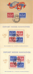 ABGA Exportmesse Hannover im Viererblock-ZD, 1x Ersttag 1948  ...