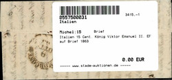 Italien 15 Cent. König Viktor Emanuel II. EF auf Brief ...