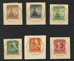 SBZ Thüringen Freimarken 3-12 Pfennig ungezähnt auf Briefstücken, ...