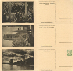 Danzig Sonderpostkarte für das WHW 1933/34 Dreierstreifen mit einer ...