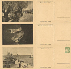 Danzig Sonderpostkarte für das WHW 1933/34 Dreierstreifen mit einer ...