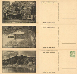 Danzig Sonderpostkarte für das WHW 1933/34 Dreierstreifen mit einer ...