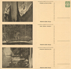 Danzig Sonderpostkarte für das WHW 1933/34 Dreierstreifen mit einer ...