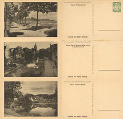 Danzig Sonderpostkarte für das WHW 1933/34 Dreierstreifen mit einer ...