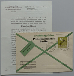 Berlin 1 Mark Schwarzaufdruck Postschnelldienst blanco mit Beiblatt ...