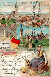 Schwerin (o-2750) Werbe-AK Suchard Fabrik, Tracht 1902 I-II